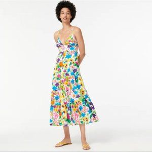 J. CREW cotton-poplin tiered dress in vibrant garden floral print